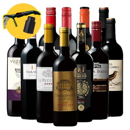 【特別送料無料】【ワイングッズ付】３大銘醸地入り！世界選りすぐり赤ワイン１１本セット　第２弾