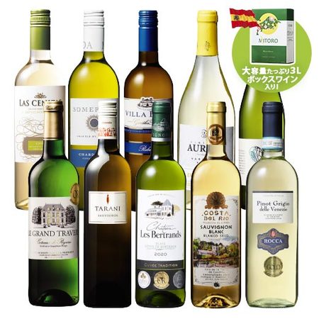 ボックスワイン付き！世界７ヵ国の白ワイン１０本セット