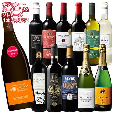 金賞ボジョレー入り！世界赤白泡バラエティ１２本セット