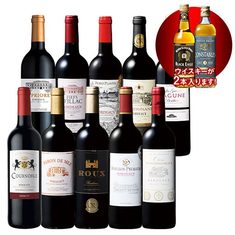 ボルドー金賞赤ワイン１０本+ウイスキー２本セット