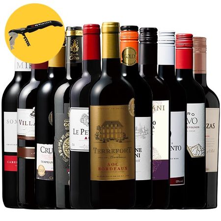 ＴＶ限定ソムリエナイフ付！世界赤ワイン１１本セット