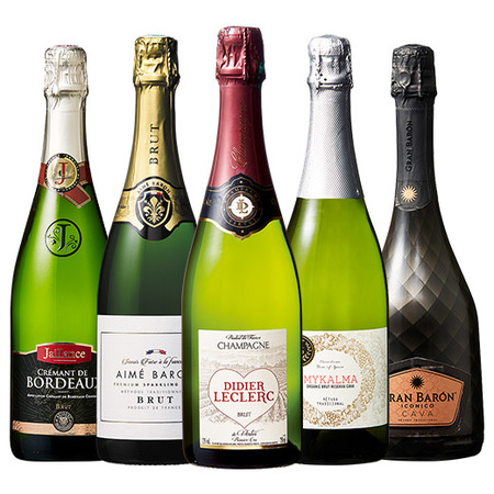 シャンパーニュ・プルミエ・クリュ入り！瓶内二次発酵製法スパークリング５本セット