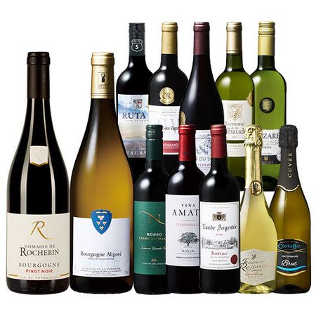 【５５％OFF】ブルゴーニュ赤白＆ボルドー当たり年＆リオハワイン入り！赤白泡１２本セット