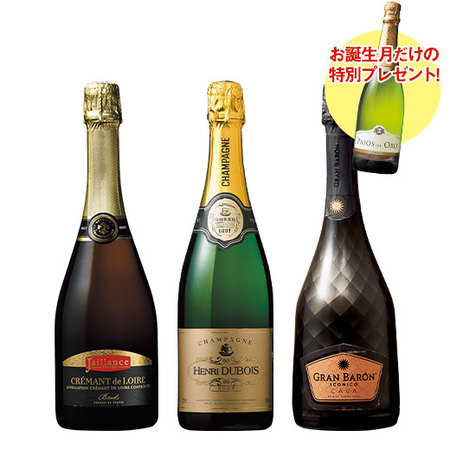 【お誕生日月限定】シャンパーニュ入り厳選格上スパークリングワイン３本セット