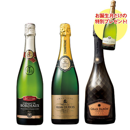 【お誕生日月限定】シャンパーニュ入り厳選格上スパークリングワイン３本セット