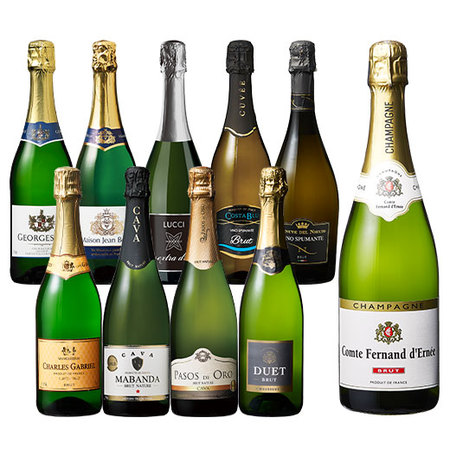 シャンパーニュ入り！欧州三大銘醸国スパークリングワイン１０本セット