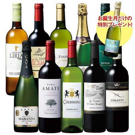 【プレセントワイン付】欧州赤白スパークリング１０本セット