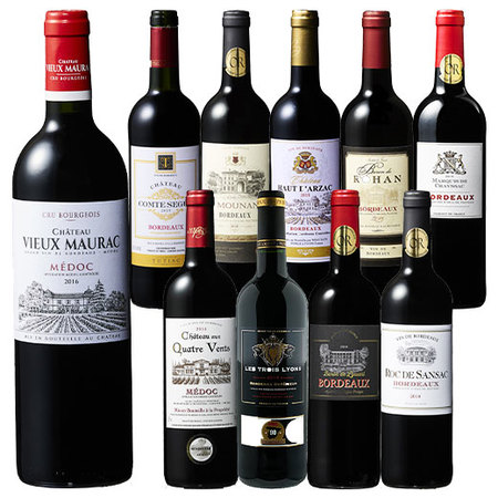 【62％OFF】クリュ・ブルジョワ入り！ボルドーグレートヴィンテージ飲み比べ赤ワイン１０本セット