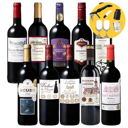 【ワイングッズ付き】金賞総数28個！欧州最強級赤ワイン10本セット 第2弾