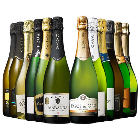 瓶内二次発酵製法カバ5本入り!!激旨スパークリングワイン12本セット第6弾