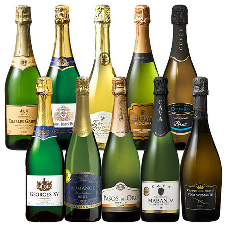 瓶内二次発酵製法カバ入り！欧州3ヵ国スパークリング10本セット