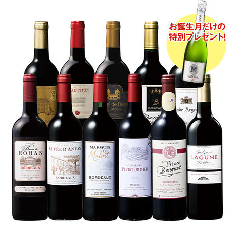 【プレセントワイン付】ボルドーお得赤ワイン１1本セット　第２４弾