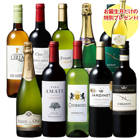 【プレセントワイン付】欧州赤白スパークリング１０本セット