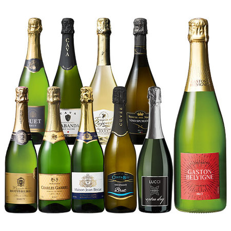 シャンパン入り欧州三大銘醸国スパークリングワイン１０本セット