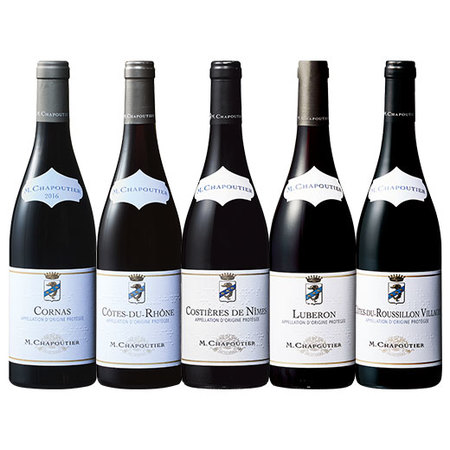 高級産地コルナス入り！ローヌ超名門生産者Ｍ．シャプティエ　厳選赤ワイン５本セット