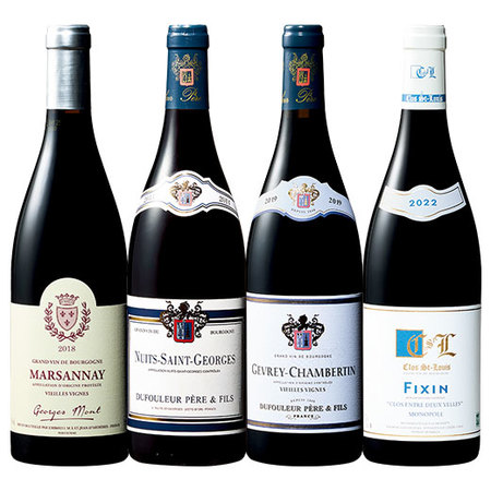 偉大なる赤ワインの産地「コート・ド・二ュイ」厳選アぺラシオン赤ワイン４本セット