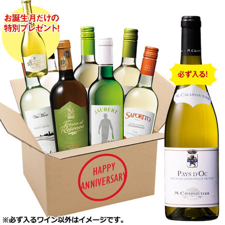 【プレゼントワイン付】「シャプティエ」が必ず１本入る！白ワイン８本福袋