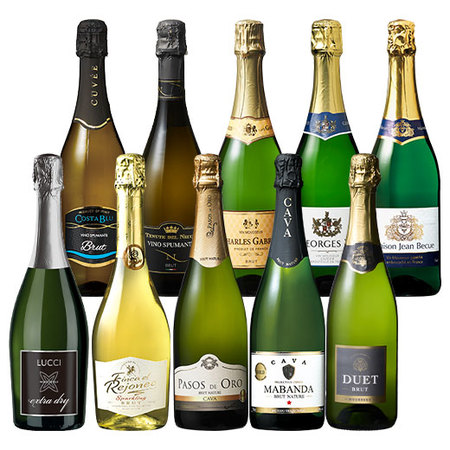 瓶内二次発酵製法カバ入り！欧州3ヵ国スパークリング10本セット