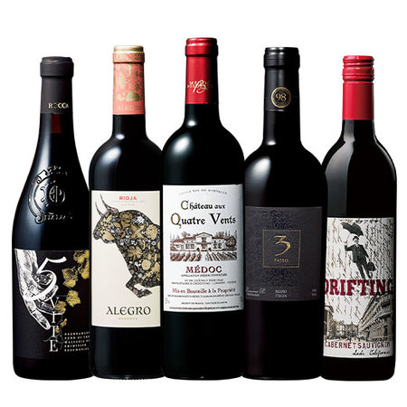 ワイン銘醸国から厳選！格上＆高評価フルボディ赤５本セット第５弾