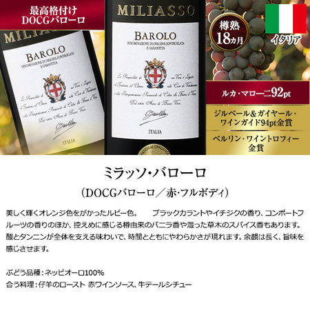 【54％OFF】金賞入り！イタリアワインの王様バローロ4本セット第3弾