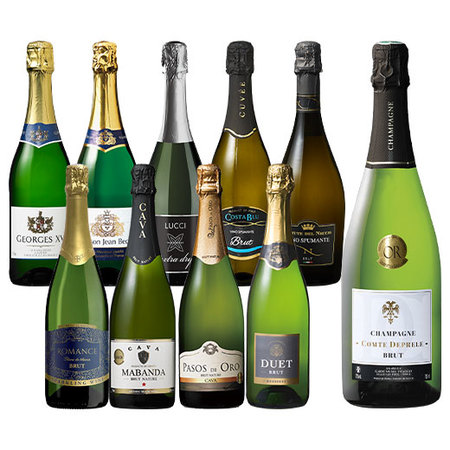 シャンパーニュ入り！欧州三大銘醸国スパークリングワイン10本セット