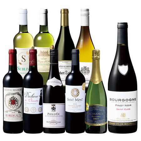 フランス各地を巡る！ブルゴーニュ＆ボルドー格上産地入りフランス赤白泡周遊10本セット