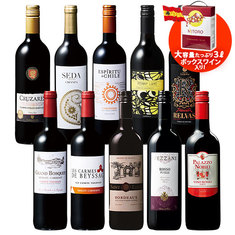 ボックスワイン付き！世界6ヵ国の赤ワイン10本セット
