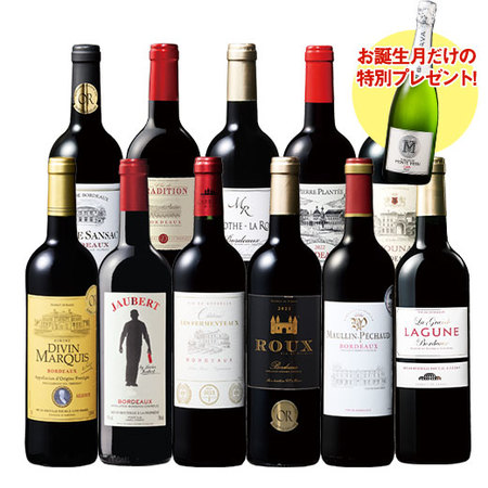 【プレセントワイン付】ボルドーお得赤ワイン１1本セット　第25弾