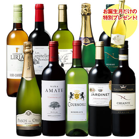 【プレセントワイン付】欧州赤白スパークリング１０本セット