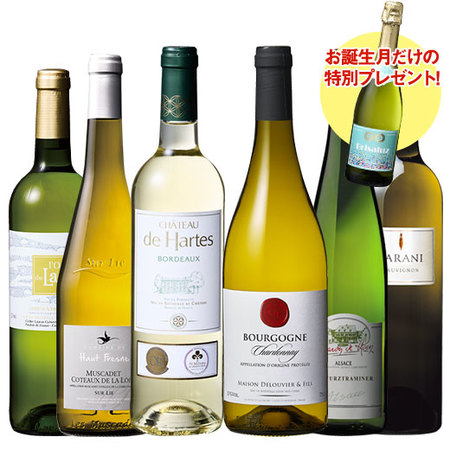 【プレセントワイン付】フランス各地白ワイン６本セット
