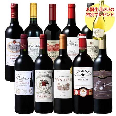 【プレセントワイン付】３冠金賞＆当たり年入り！ボルドー金賞赤ワイン１０本セット