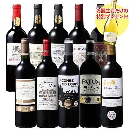 【プレセントワイン付】ボルドーグレートヴィンテージ赤１０本セット