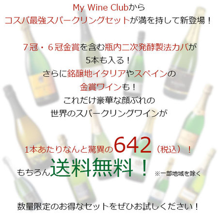 瓶内二次発酵製法カバ5本入り!!激旨スパークリングワイン12本セット第15弾