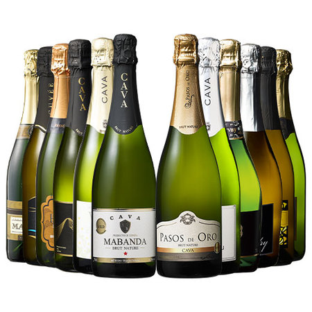 瓶内二次発酵製法カバ5本入り!!旨いスパークリングワイン12本セット