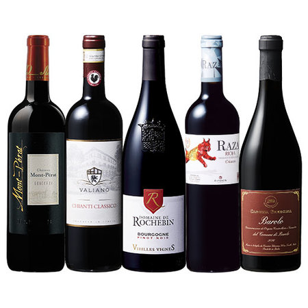 3大銘醸国から厳選　有名5産地格上赤ワイン５本セット