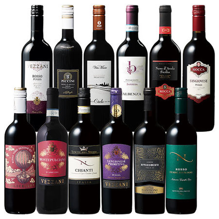 ワイン王国！イタリア赤ワイン飲み比べ１２本セット