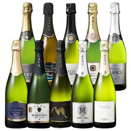瓶内二次発酵製法カバ4本入り！欧州3大銘醸国スパークリング10本セット